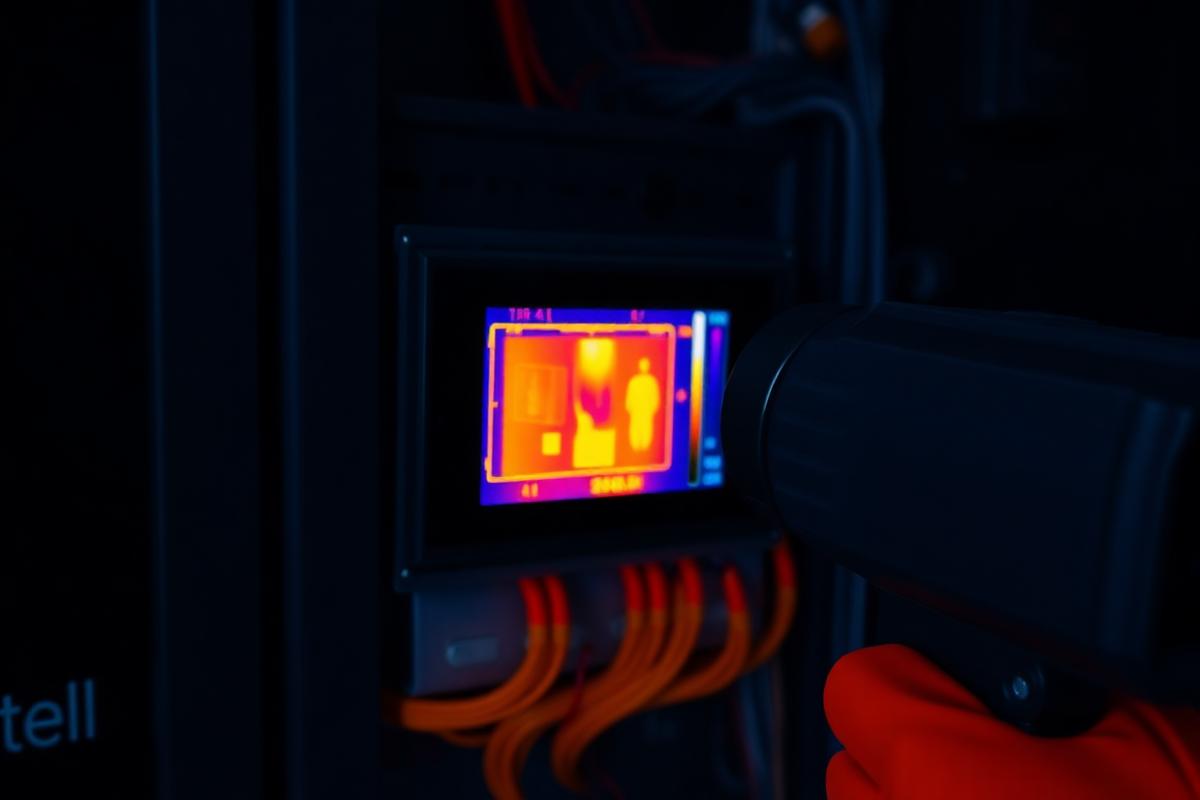 Câmera termográfica em quadro elétrico